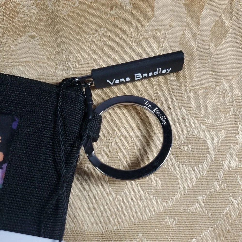 Vera Bradley OS Lighten Up Zip ID Case Women Black Floral Nurse Sam Stethoscope